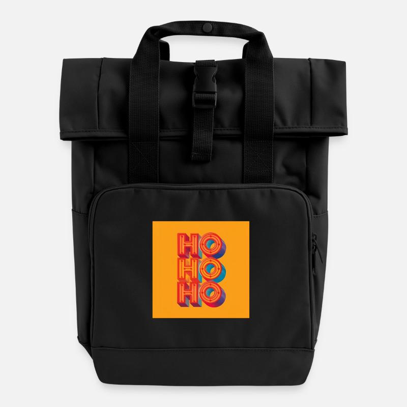 ho ho ho - Roll Top Backpack with Two Handles - black