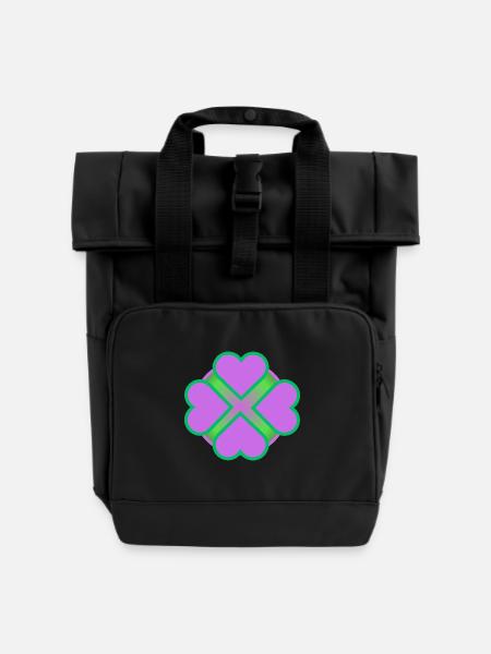 Genieße den Tag mit Liebe, Lebensfreude - Rolltop Rucksack mit zwei Griffen - Schwarz