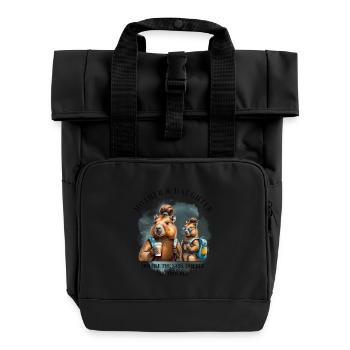 Doppelt so frech – doppelt so wild - Rolltop Rucksack mit zwei Griffen - Schwarz - Vorne