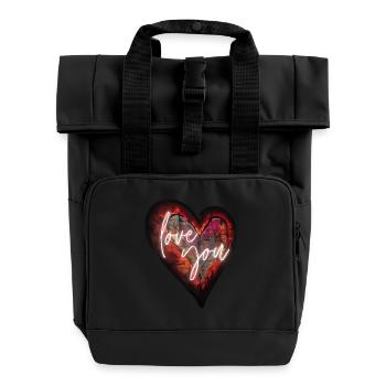 Heart for art lovers - Roll Top Backpack with Two Handles - black - Front