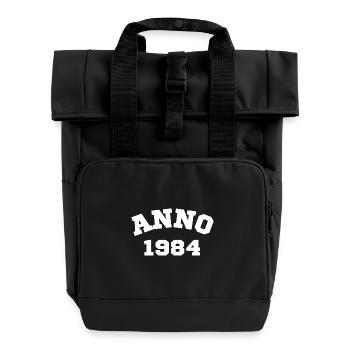 Anno 1984 Geburtstag Geburtsjahr - Rolltop Rucksack mit zwei Griffen - Schwarz - Vorne