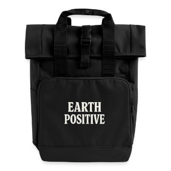 Earth Positive Bold Typography - Roll Top Backpack with Two Handles - black - Front