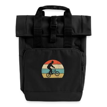 Bmx Fahrer Vintage Retro - Rolltop Rucksack mit zwei Griffen - Schwarz - Vorne