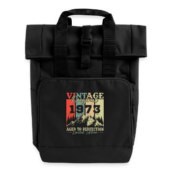 Original 1973 Vintage Geburtstag Retro - Roll Top Backpack with Two Handles - black - Front