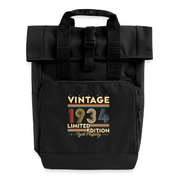 Vinatge 1934 Geburtstagsgeschenk - Rolltop Rucksack mit zwei Griffen - Schwarz - Vorne