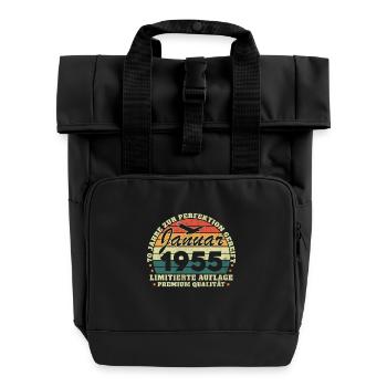 70 Years Birthday Born in January 1955 - Roll Top Backpack with Two Handles - black - Front