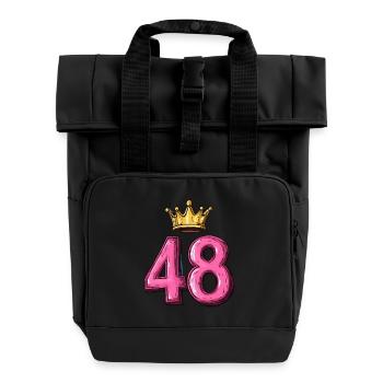 48 Zahl Krone - Rolltop Rucksack mit zwei Griffen - Schwarz - Vorne