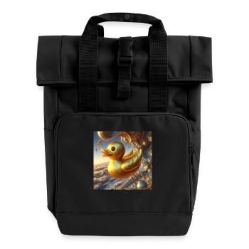 Golden Bath Duck in Hyperrealism Risograph - Roll Top Backpack with Two Handles - black - Front