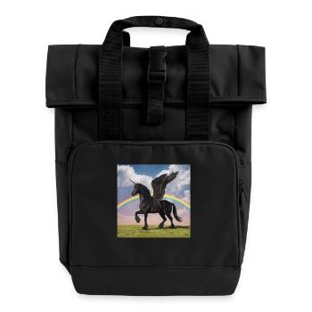 Black Alicorn - Roll Top Backpack with Two Handles - black - Front