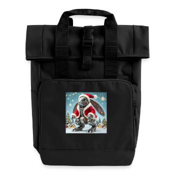 Weihnachtshase - Rolltop Rucksack mit zwei Griffen - Schwarz - Vorne