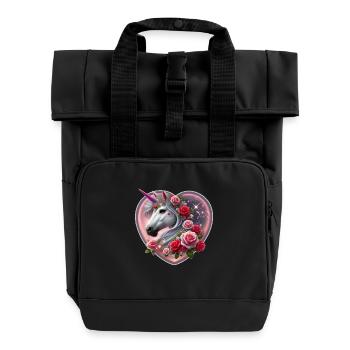 Vale Heart - Licorne de la Saint-Valentin - Sac à dos Roll Top à deux anses - noir - Devant