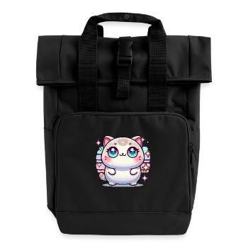 KAWAII KATZE <3 - Rolltop Rucksack mit zwei Griffen - Schwarz - Vorne