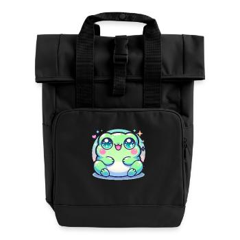 CUTE KAWAII FROG - Roll Top Backpack with Two Handles - black - Front