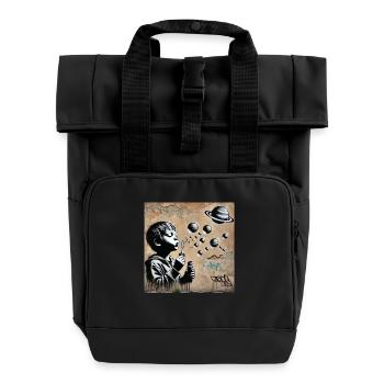 Kein Banksy - Kosmische Träume - Rolltop Rucksack mit zwei Griffen - Schwarz - Vorne