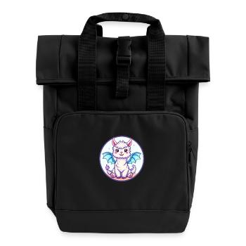 Alpakadrache - Rolltop Rucksack mit zwei Griffen - Schwarz - Vorne