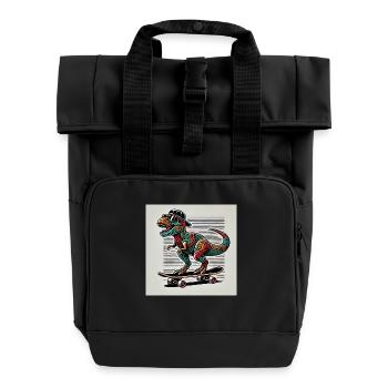 Skater Saurus Rex - Roll Top Backpack with Two Handles - black - Front