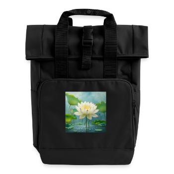 Lotus blossom - Roll Top Backpack with Two Handles - black - Front