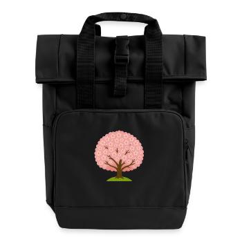 Kirschblüte - Rolltop Rucksack mit zwei Griffen - Schwarz - Vorne