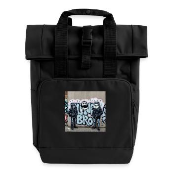 Bro-Shirt - Rolltop Rucksack mit zwei Griffen - Schwarz - Vorne