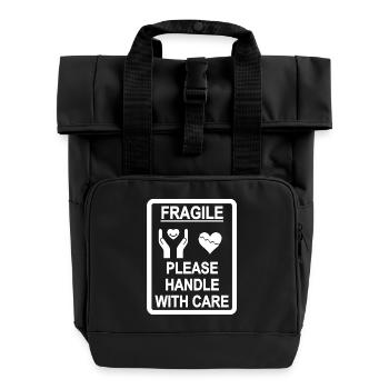 zartes Herz weiß - Rolltop Rucksack mit zwei Griffen - Schwarz - Vorne