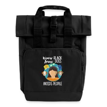 Introvert - Roll Top Backpack with Two Handles - black - Front