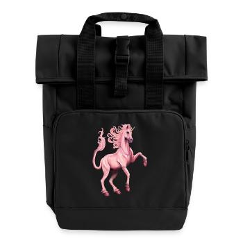 licorne rose - Sac à dos Roll Top à deux anses - noir - Devant