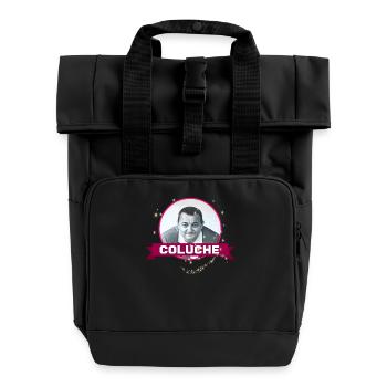 Humorvolles Tribut-T-Shirt an Coluche - Rolltop Rucksack mit zwei Griffen - Schwarz - Vorne
