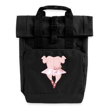 Ballerina Brathähnchen mit Tütü und Ballettschuhe - Rolltop Rucksack mit zwei Griffen - Schwarz - Vorne