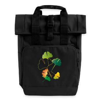 feuilles de ginkgo automnales parfois seulement des contours - Sac à dos Roll Top à deux anses - noir - Devant