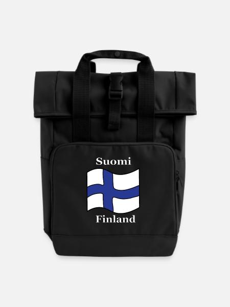 Finnland Finnland Flagge - Rolltop Rucksack mit zwei Griffen - Schwarz