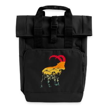 Capricorn, Hiking, Mountains - Roll Top Backpack with Two Handles - black - Front