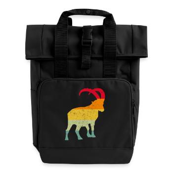 Capricorn, Hiking, Mountains - Roll Top Backpack with Two Handles - black - Front