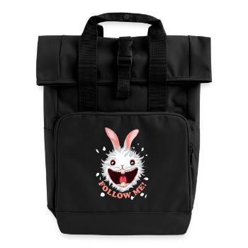 Follow Me! | Suivez Le Lapin Blanc - Sac à dos Roll Top à deux anses - noir - Devant