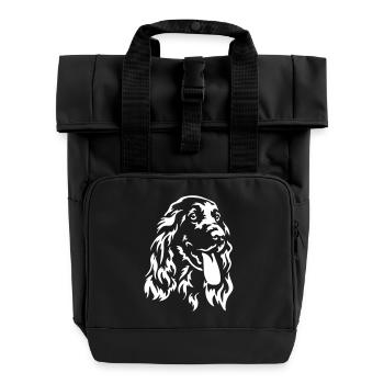Cocker Spaniel Kopf "Black Edition" - Rolltop Rucksack mit zwei Griffen - Schwarz - Vorne