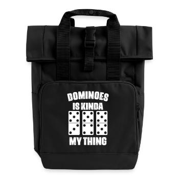 Domino Spiel Design - Rolltop Rucksack mit zwei Griffen - Schwarz - Vorne