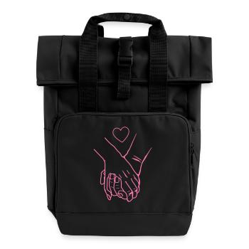 Hands Hearts - Roll Top Backpack with Two Handles - black - Front