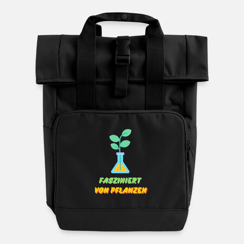 Fasziniert von Pflanzen - Rolltop Rucksack mit zwei Griffen - Schwarz