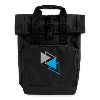 "Triangles Blue Gray Design" - Roll Top Backpack with Two Handles - black - Front
