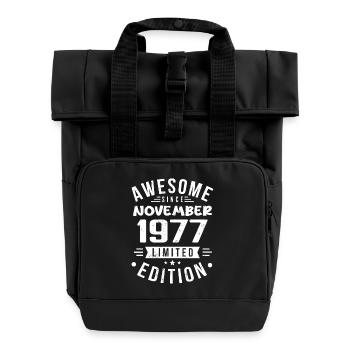 November 1977 Geschenkidee Legende November 1977 - Rolltop Rucksack mit zwei Griffen - Schwarz - Vorne