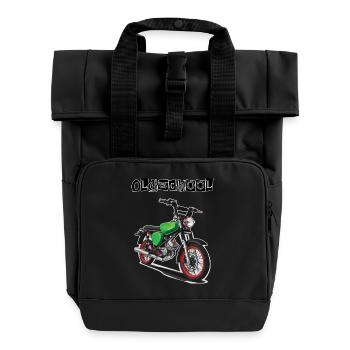 S51 (grün) // Illustration - Rolltop Rucksack mit zwei Griffen - Schwarz - Vorne