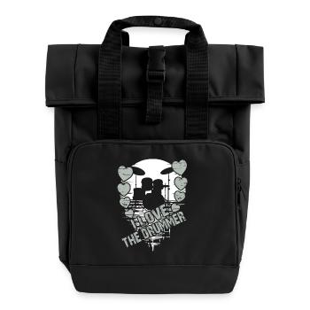 Ich liebe den Schlagzeuger - ich liebe Schlagzeug - Rolltop Rucksack mit zwei Griffen - Schwarz - Vorne