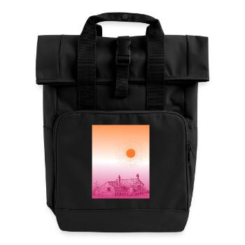 Subtle Hints WLW Sunrise Cottagecore Flag Design - Roll Top Backpack with Two Handles - black - Front