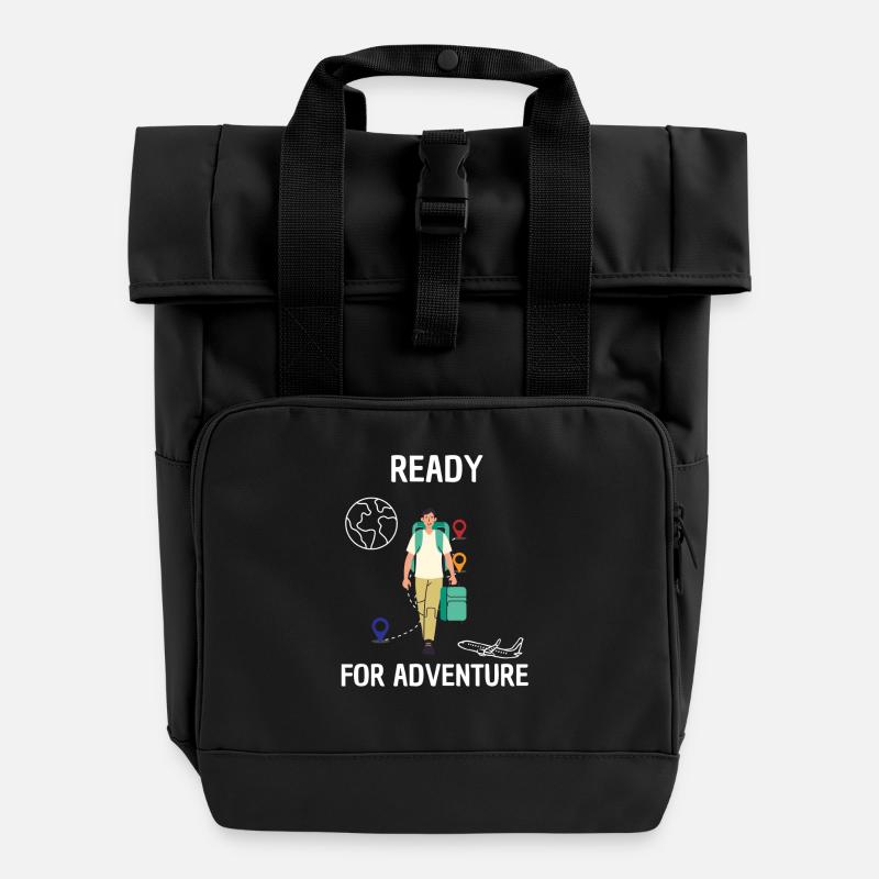 Ready for Adventure - Rolltop Rucksack mit zwei Griffen - Schwarz