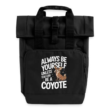 Coyote Animal Funny - Roll Top Backpack with Two Handles - black - Front