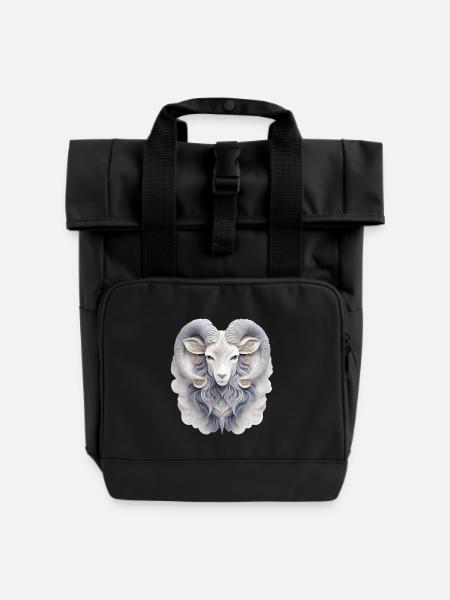 Sternzeichen Widder - Rolltop Rucksack mit zwei Griffen - Schwarz