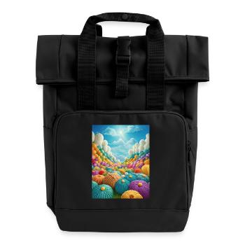 Knitting on Heavens Door - Rolltop Rucksack mit zwei Griffen - Schwarz - Vorne