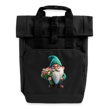 Gartenzwerg Valentinstag - Rolltop Rucksack mit zwei Griffen - Schwarz - Vorne