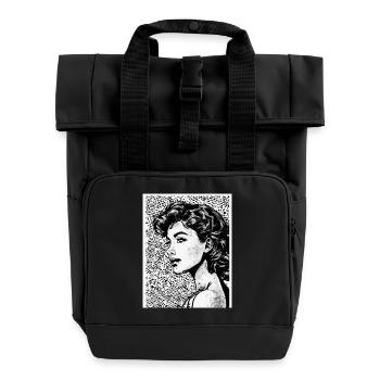 Porträt einer Frau im Pop-Art-Stil - Rolltop Rucksack mit zwei Griffen - Schwarz - Vorne