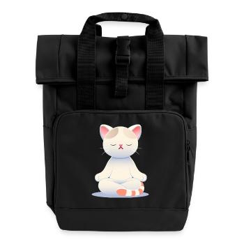 Zen-Katze - Achtsamkeit in sanften Farben - Rolltop Rucksack mit zwei Griffen - Schwarz - Vorne