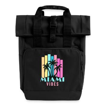 Miami Vibes - Rolltop Rucksack mit zwei Griffen - Schwarz - Vorne